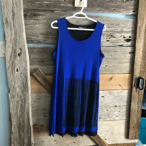 𝅺papa Size Med Blue/Black sleeveless dress